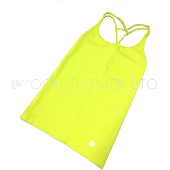 Avocado Neon Yellow Crisscross Back Workout Tank Top – Fitted Activewear - Picture 2 of 10
